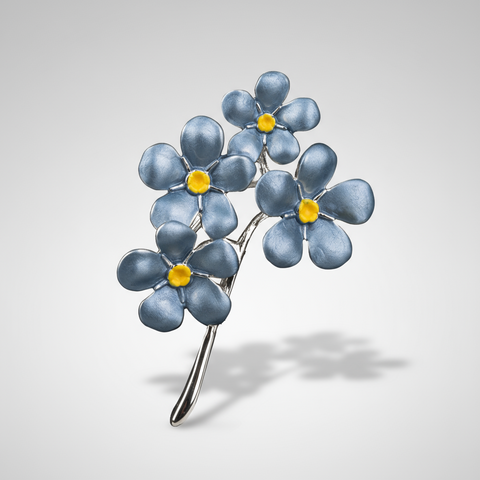 Enamelled Forget Me Not Brooch