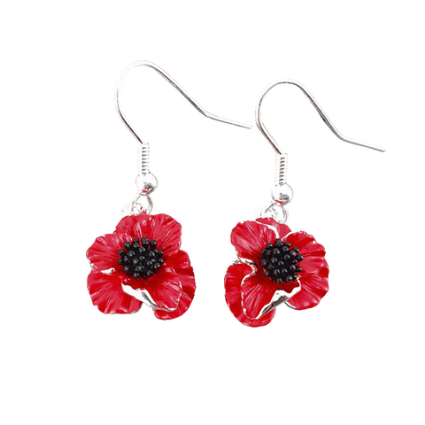 Enamelled Poppy Earrings