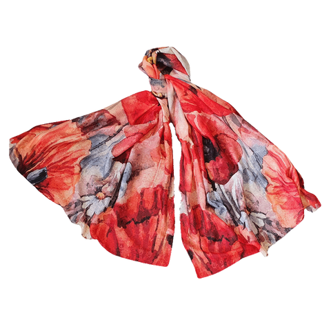 Butterfly Scarf With Poppies