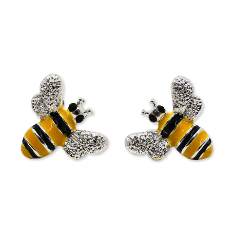 Small Stud Earrings Enamelled Bee Design