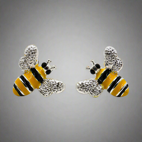 Hand Enamelled Bee Stud Earrings