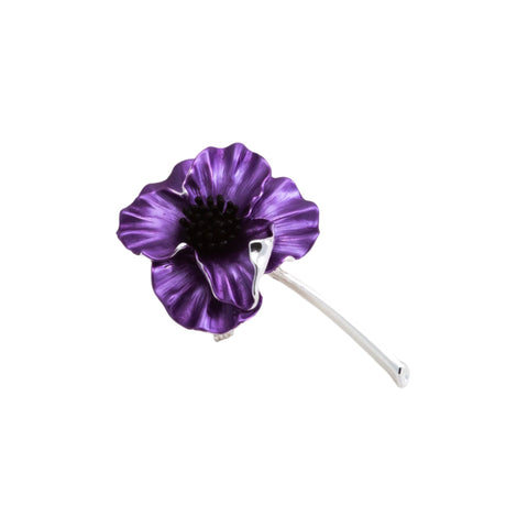 Hand Enamelled Purple Poppy Brooch