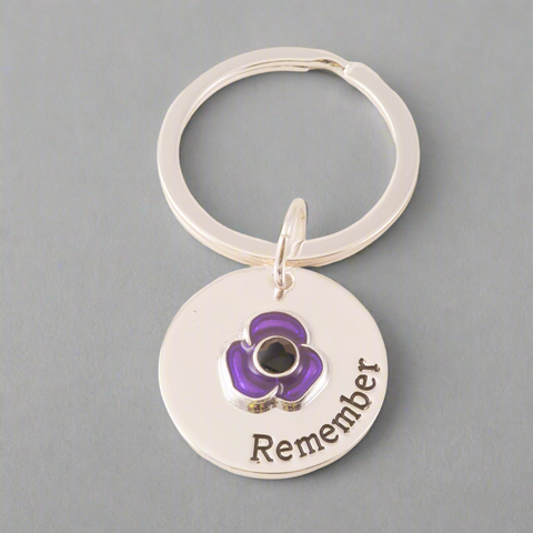 Purple Poppy Keyring Remember