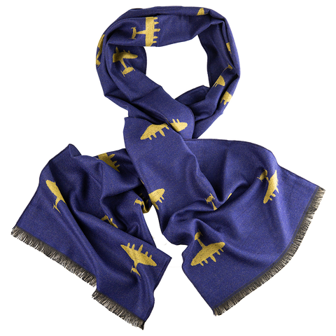 Lancaster Plane Print Blue Scarf