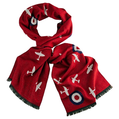 Spitfire Print Scarf Red